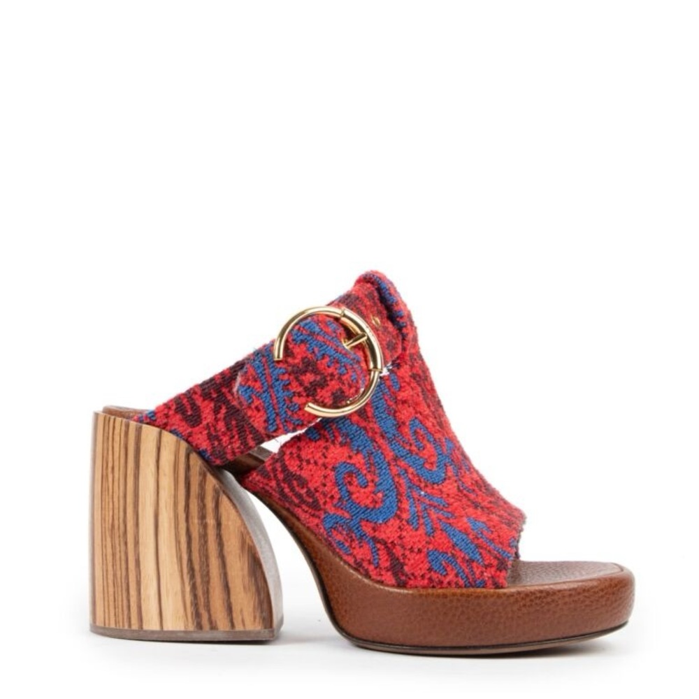 chloe tapestry platform mules